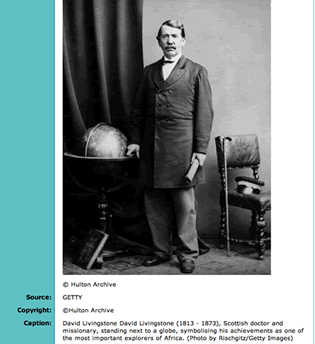 screen shot of the Livingstone photo citation page