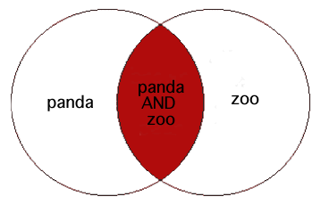 Venn diagram showing Boolean operator AND